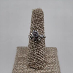 Size 7.25 Sterling Silver Beautiful Pattern Cubic Zirconia Gems Ring A3814